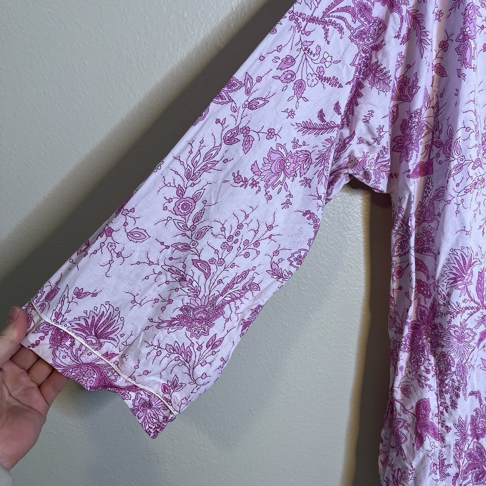 Carol Hochman Nightgown Pj Dress 100 Cotton Floral Pink Long Sleeve Preppy 1X XL - Picture 2 of 12